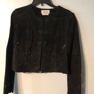 Genuine leather black blazer